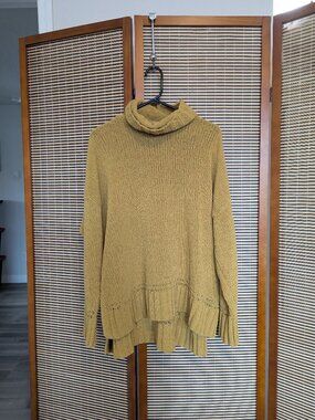 Mustard Yellow, Knit, Turtle Neck Sweater